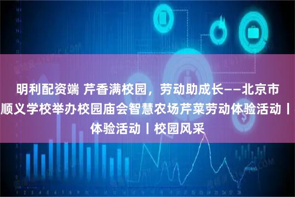 明利配资端 芹香满校园，劳动助成长——北京市十一学校顺义学校举办校园庙会智慧农场芹菜劳动体验活动丨校园风采